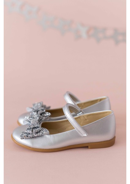 Double Fiyonklu Gümüş Vegan Kız Çocuk Babeti