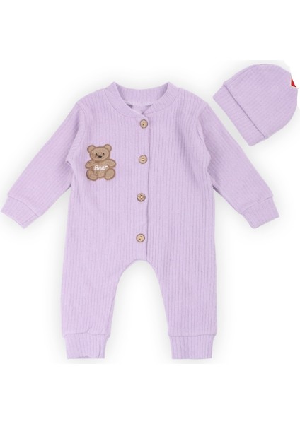 Puro Cotone Bebek Tulum Lila Ayıcık