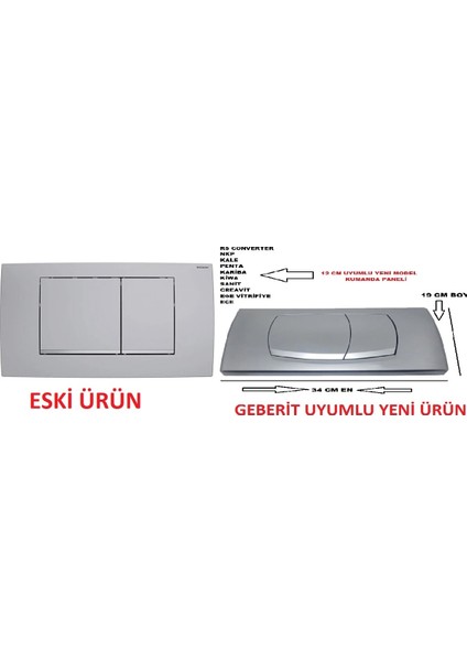 Geberit Twinline 30 Kumanda Kapağı Çift Basmalı Mat Krom 12 cm