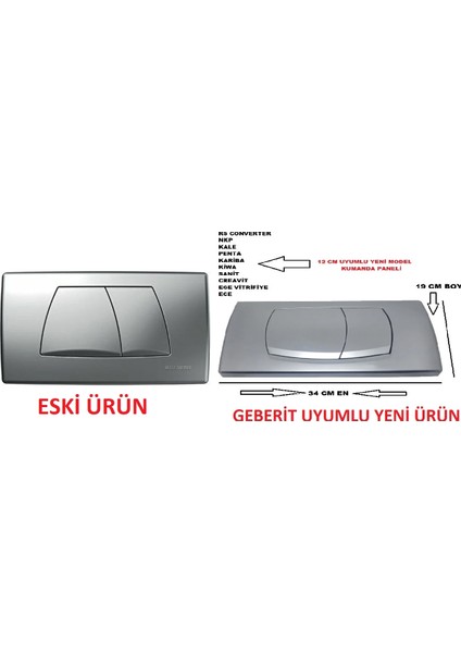 Geberit Twinline 30 Kumanda Kapağı Çift Basmalı Mat Krom 12 cm