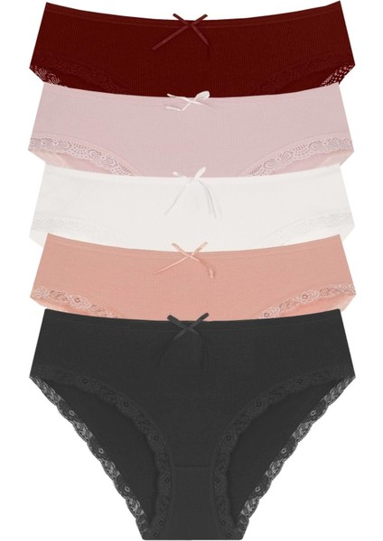 1909 Dantel Paçalı Bato 5'li Kadın Külot Paketi 1909-V6