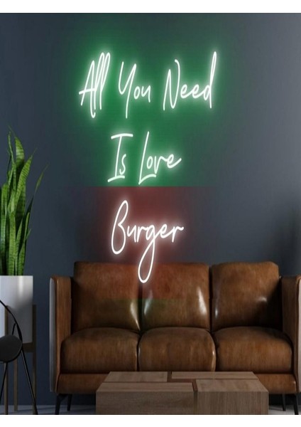 All You Need Is Love Burger Yazılı Neon Tabela