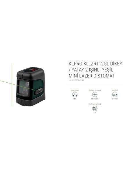 Klpro Dikey / Yatay 2 Işınlı Yeşil Mini Lazer Distomat ( KLLZR112GL)