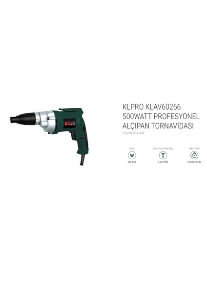 Klpro 500WATT Profesyonel Alçıpan Tornavidası (KLAV60266)