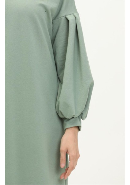 Hira Balon Kol Midi Boy Sade Basic Sweatshirt - 3031 - Çağla Yeşili fırsatları