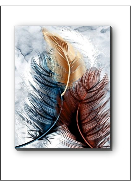 Renkli Kuş Tüyleri Kanvas Tablo Dekoratif Modern Soyut Minimalist Illüstrasyon modelleri