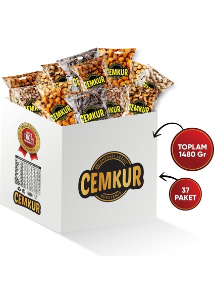 Cemkur Kuruyemiş Süper Karışık Kuruyemiş Paketi - 37 Paket 1480GR