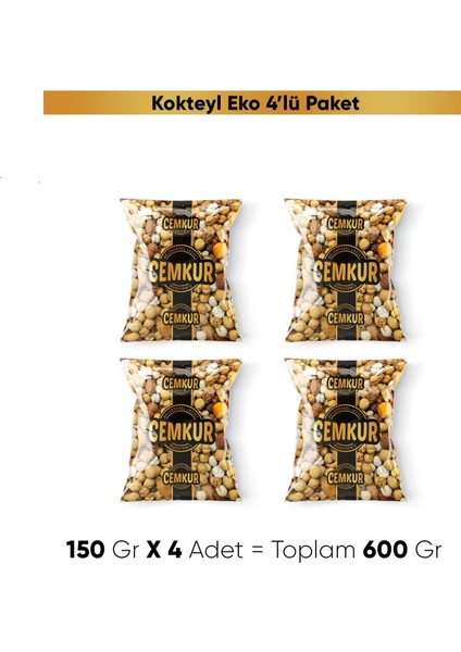 Cemkur Kuruyemiş Kavrulmuş Kokteyl Eko 150GR x 4 Adet