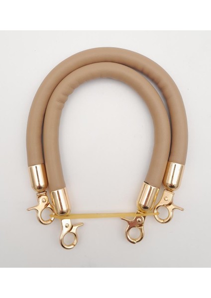 Çift Kısa Kordon Çanta Sapı Vizon Renk Light Gold Metalli fiyatları