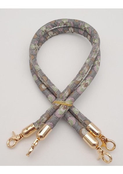 Çift Kordon Çanta Sapı Gri Lila Çiçekli Light Gold Metalli fiyatları