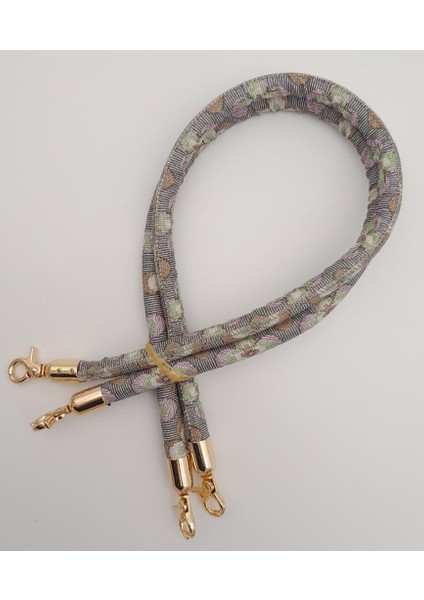 Çift Kordon Çanta Sapı Gri Lila Çiçekli Light Gold Metalli modelleri