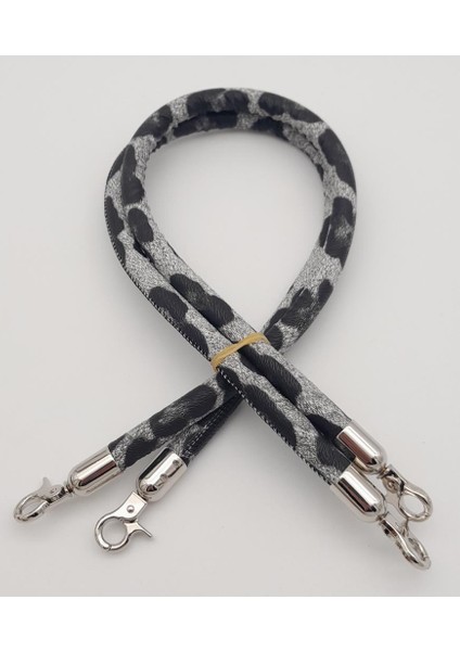 Çift Kordon Çanta Sapı Gri Siyah Leopar Gümüş Metalli fiyatları