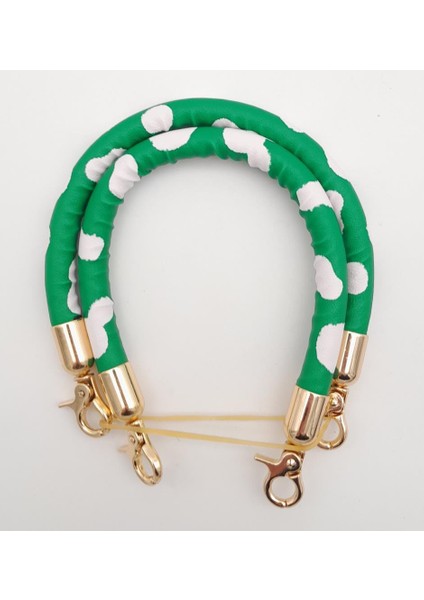 Çift Kısa Kordon Çanta Sapı Yeşil Beyaz Leopar Light Gold Metalli fiyatları