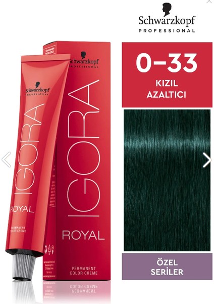 Igora Royal Özel Seriler 0-33 Kızıl Azaltıcı Saç Boyası 60 ml