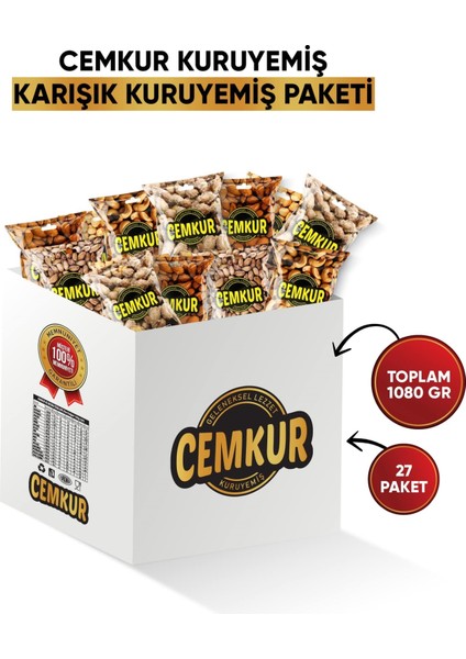 Cemkur Kuruyemiş Karışık Kuruyemiş Paketi - 27 Paket 1080GR