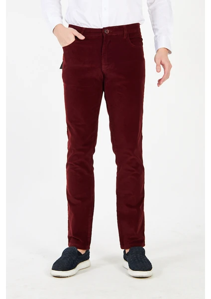 Daniel Voi Kadife Bordo Erkek Regular Fit Pantolon