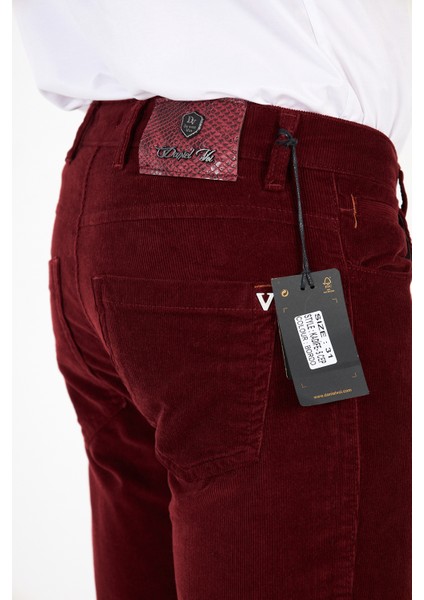 Kadife Bordo Erkek Regular Fit Pantolon