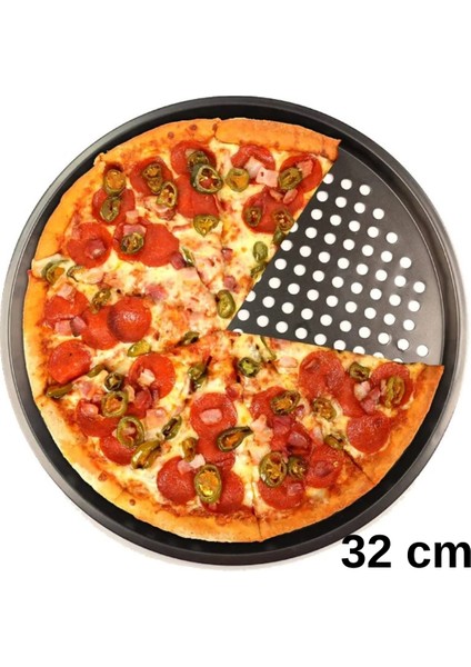 Teflon Delikli Pizza Tepsisi-Tavası/ Lahmacun Pide Tepsisi 32 cm