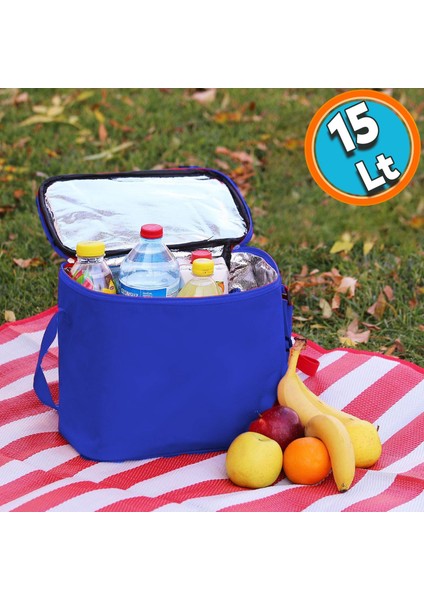 Termos Çanta 15 Lt Termo Piknik Kamp Soğuk Sıcak Isı Yalıtımlı Yiyecek Taşıma Çantası Mavi
