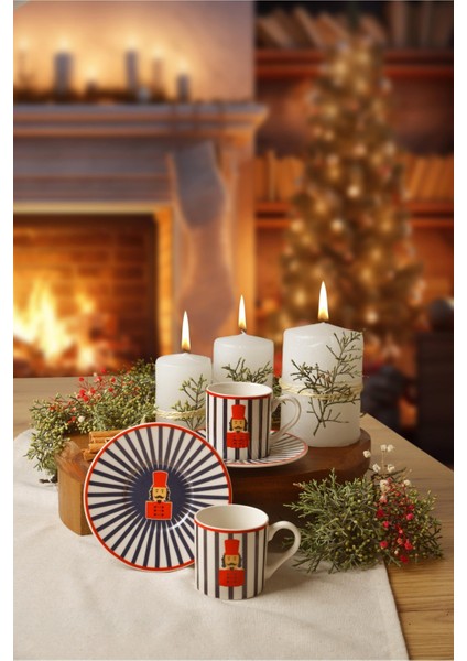 Kurşun Asker 2 Kişilik Porselen Kahve Fincan Takımı