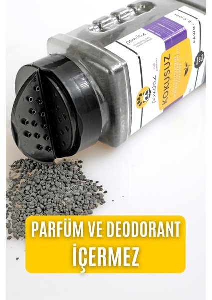 pawdaz Kokusuz - Aktif karbon ve siyah çay özlü kedi kumu kokusu giderici (500 ml. / 300 Gram ± 25 g)