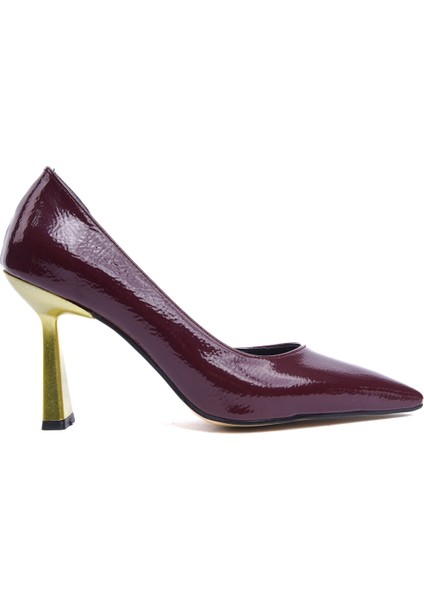 Scarlet Bordo Kırışık Rugan (8cm) Topuk Boyu Günlük Kullanım Stiletto fiyatları