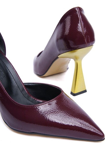 Scarlet Bordo Kırışık Rugan (8cm) Topuk Boyu Günlük Kullanım Stiletto modelleri