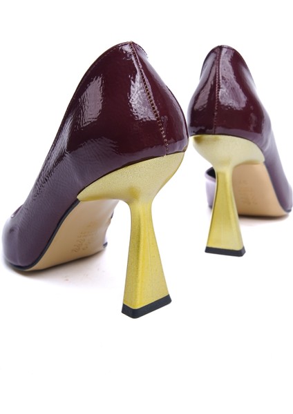 Scarlet Bordo Kırışık Rugan (8cm) Topuk Boyu Günlük Kullanım Stiletto fırsatları