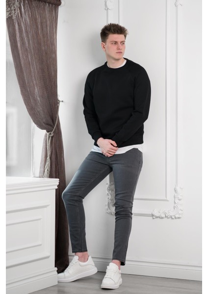 Fbı Slimfit 3 Iplik Içi Polarlı Bisiklet Yaka Sweatshirt