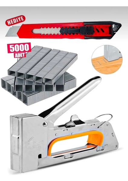 Profesyonel 3 Fonksiyonlu Zımba Tabancası 5.000 Pcs Zımba Teli ve Falçata