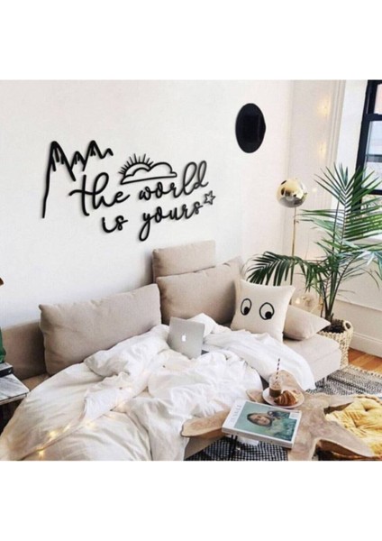 'the World Is Yours' Ahşap Dekoratif Duvar Yazısı 'hometablo'