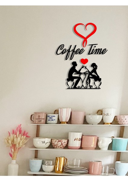 Ahşap Dekoratif Hediyelik Coffee Time (Kahve Zamanı) Yazısı Mutfak Kahve Köşesi Tablo Duvar Süsü Mdf