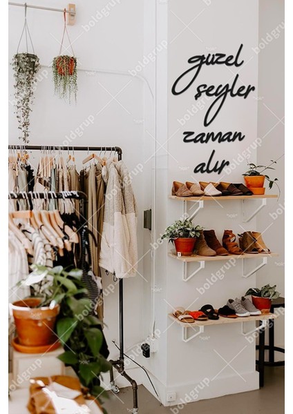 Güzel Şeyler Zaman Alır Ev Dekorasyonu Ahşap Duvar Yazısı Tablo BWD-M83
