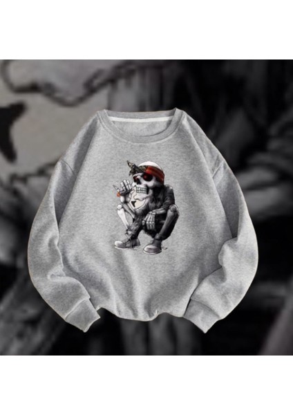 Lobabo Giyim Kuru Kafa Baskılı Sweatshirt