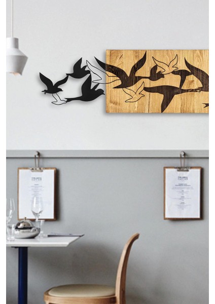 Doreart Bird Ahşap & Metal Duvar Tablosu, Ev Ofis Duvar Panosu