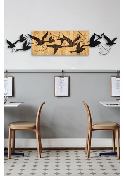Doreart Bird Ahşap & Metal Duvar Tablosu, Ev Ofis Duvar Panosu
