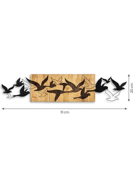 Doreart Bird Ahşap & Metal Duvar Tablosu, Ev Ofis Duvar Panosu