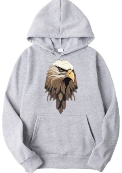 Kartal Kafalı Baskılı Unisex Siyah Sweatshirt