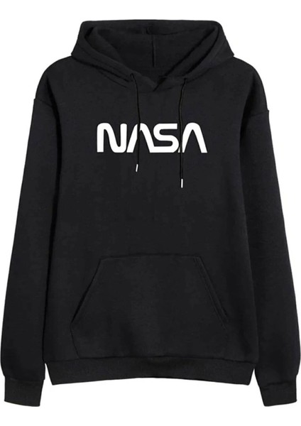 Lobabo Giyim Unisex Nasa Gri Baskılı Kapüşonlu Sweatshirt