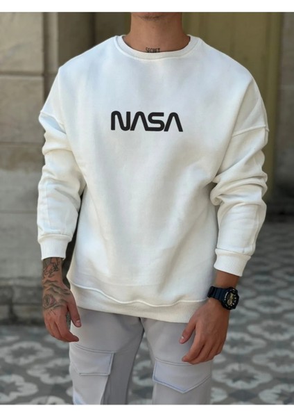 Lobabo Giyim Erkek Nasa Baskılı Bisiklet Yaka Sweatshirt