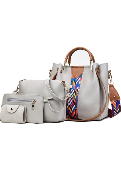 Tote Kadın Çantası 2023 Taşınabilir Omuz Retro Dört Parçalı Crossbody Çanta (Yurt Dışından)