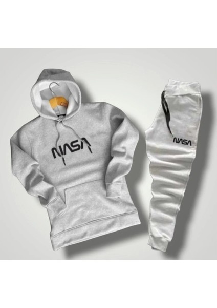 Nasa Baskılı Beyaz Hoodie Eşofman Takımı