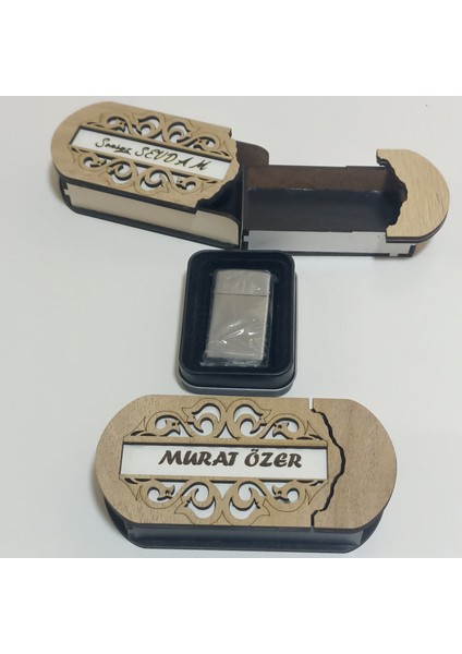 Çakmak Kişiye Özel Isim Yazılı ve Mdf Tasarım Kutusu Ile