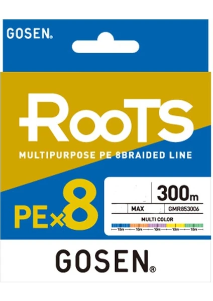 Gosen X8 Roots Pe 8 Örgü Spin Ip Misina 300MT Multi Color