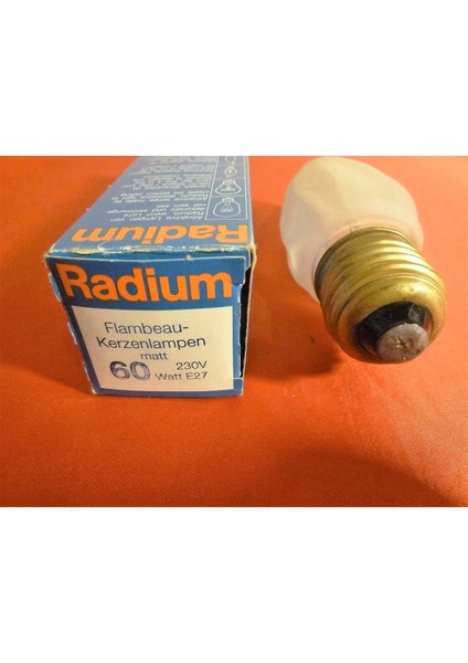 Radium 230V 60W Buzlu, Burgulu E27 Akkor Flamanlı Buji Mum Ampul.   10 Ad.