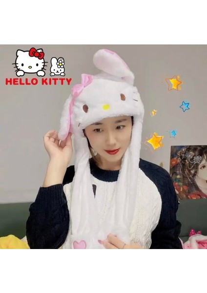 Hello Kitty Tasarımlı Işıklı Oynar Kulaklı Şapka