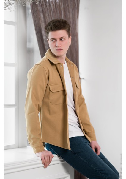 Fbı Slimfit Çift Kapak Cepli Çıtçıt Kapamalı Erkek Kaşe Gömlek fırsatları