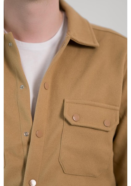 Fbı Slimfit Çift Kapak Cepli Çıtçıt Kapamalı Erkek Kaşe Gömlek indirimleri