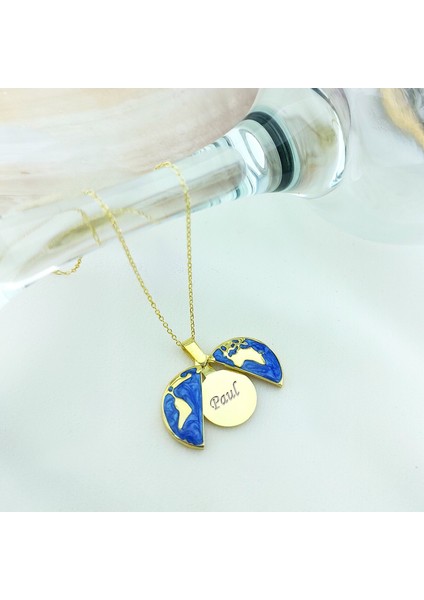 925 Ayar Gümüş Isimli Gold Açılan Dünya Kolye fiyatları