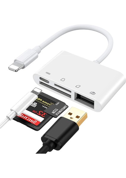 Fxn-88 Lightning To Kablo USB Sd Mikro Sd Kart Okuyucu iPhone Dönüştürücü Adaptör